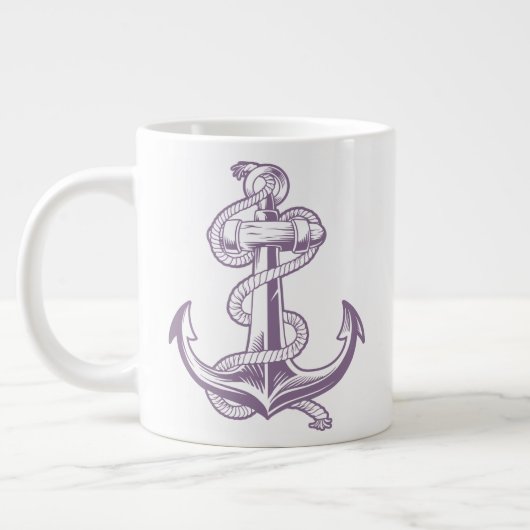Nautischer Anker (Light Tan) Jumbo-Tasse (Links)