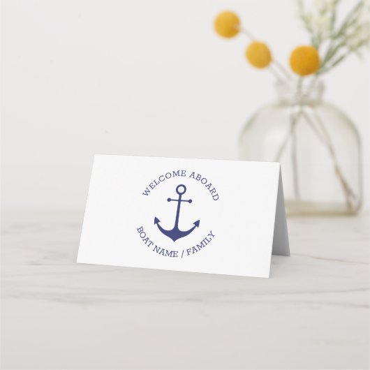 Nautischer Anker Marine Individuelle Name Willkomm Platzkarte (Vorderseite)