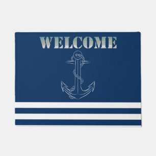 Nautischer Anker Marineblaue Streifen Seemann Fußmatte