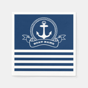 Nautischer Anker Marineblaue Streifen Serviette