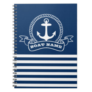 Nautischer Anker Marineblaugestreift Notizblock