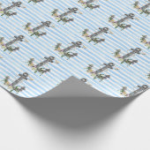 nautischer Anker mit Blume am Streifen Geschenkpapier (Ecke)