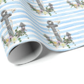 nautischer Anker mit Blume am Streifen Geschenkpapier (Rolleneckpunkt)