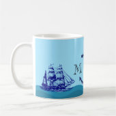 Nautischer Anker mit Doppelmonogramm Kaffeetasse (Links)