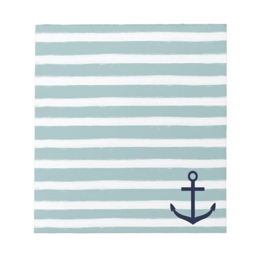 Nautischer Anker mit Mintstreifen Notizblock (Vorderseite)