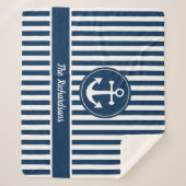 Nautischer Anker mit rosaroten blauen Streifen Sherpadecke (Vorderseite)