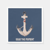 Nautischer Anker mit Schiffsname Serviette (Vorderseite)