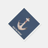 Nautischer Anker mit Schiffsname Serviette (Ecke)