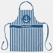 Nautischer Anker mit Seil auf blauen Streifen Schürze (Vorderseite)