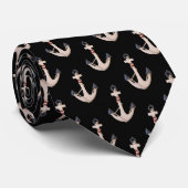 Nautischer Anker mit Seil auf schwarz Krawatte (Gerollt)