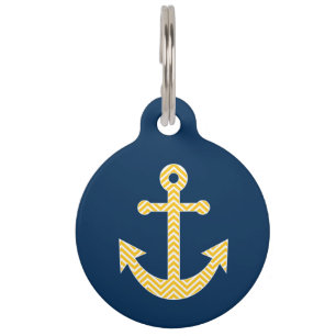 Nautischer Anker mit Zickzack Navy-Yellow-Muster Tiermarke