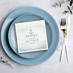 Nautischer Anker Navy Blue Watercolor Ozean Serviette