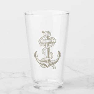 Nautischer Anker Pint (hellbraun) Glas