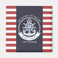 Nautischer Anker, Rad, Navy Blue, Rote Streifen