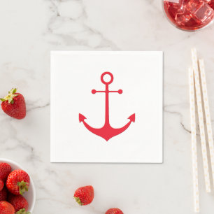 Nautischer Anker rot-weiß, schlicht minimalistisch Serviette