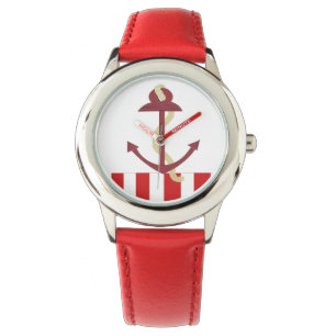 Nautischer Anker Rote Streifen Armbanduhr
