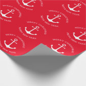 Nautischer Anker roter Brauch Weihnachten Neues Ja Geschenkpapier (Ecke)