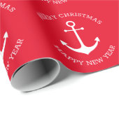 Nautischer Anker roter Brauch Weihnachten Neues Ja Geschenkpapier (Rolleneckpunkt)