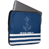 Nautischer Anker, Seefahrer mit blauen Streifen Laptopschutzhülle (Vorne Rechts)