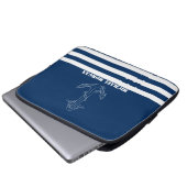 Nautischer Anker, Seefahrer mit blauen Streifen Laptopschutzhülle (Vorne Knopf)
