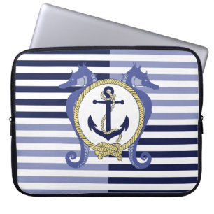 Nautischer Anker/Seepferd/Knoten/Streifen Laptopschutzhülle