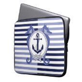 Nautischer Anker/Seepferd/Knoten/Streifen Laptopschutzhülle (Vorderseite Links)
