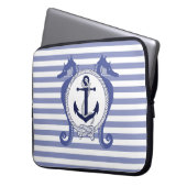 Nautischer Anker/Seepferd/Knoten/Streifen Laptopschutzhülle (Vorderseite Links)