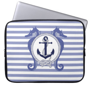 Nautischer Anker/Seepferd/Knoten/Streifen Laptopschutzhülle