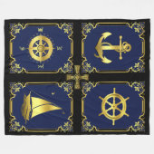 Nautischer Anker/Segelboot Rad/Kompass/Cletic X Fleecedecke (Vorderseite (Horizontal))