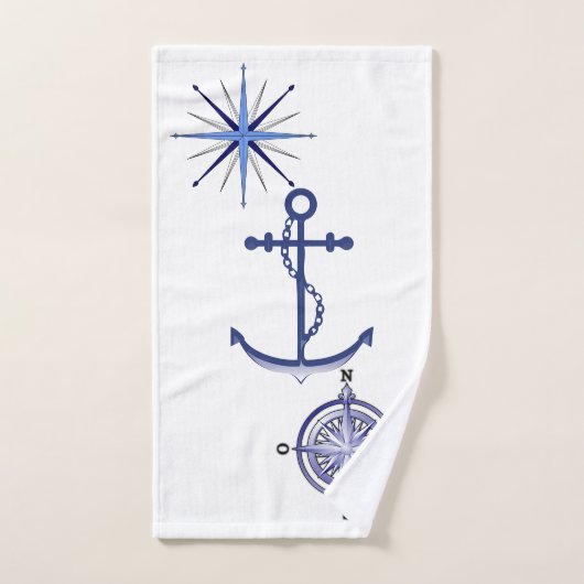 Nautischer Anker und Personalisierter Schiffsname Badhandtuch Set (Handtuch)
