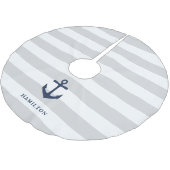 Nautischer Anker und Streifen Personalisiert Polyester Weihnachtsbaumdecke (Schrägansicht)