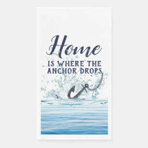 Nautischer Anker Wasser Spritzer und Zitat  Serviette