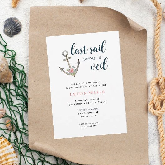 Nautischer AnkerJunggeselinnen-Abschied Einladung