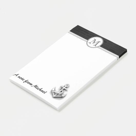 nautischer Ankermonogramm der Ziegelwand Post-it Klebezettel (angewinkelt)