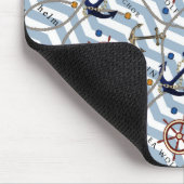 Nautischer Ankerruder, blauer Streifen Mousepad (Ecke)