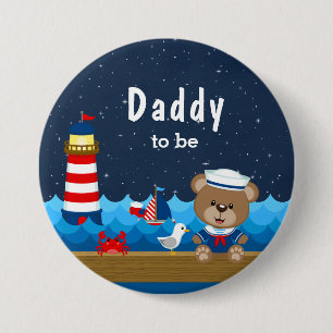 Nautischer Bär in Rot und Navy Daddy in spe Button