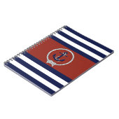 Nautischer blauer Anker/Navy Knoten/rot/weiß Strei Notizblock (Linke Seite)