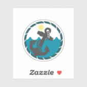 Nautischer blauer und schwarzer Anker Aufkleber (Blatt)