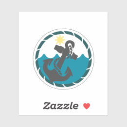 Nautischer blauer und schwarzer Anker Aufkleber