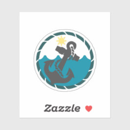 Nautischer blauer und schwarzer Anker Aufkleber