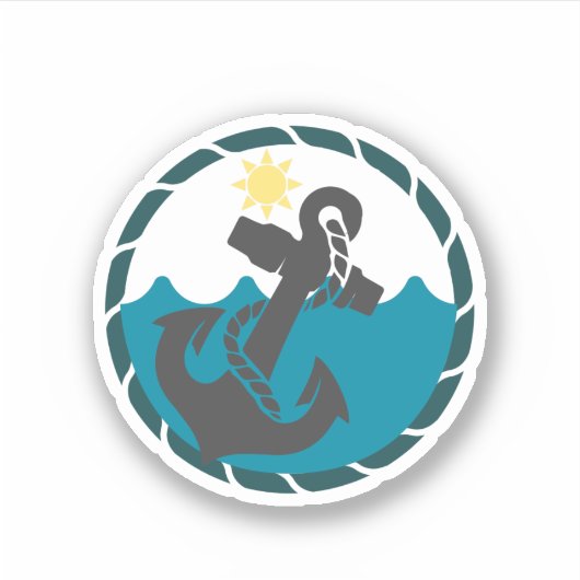 Nautischer blauer und schwarzer Anker Aufkleber (Vorderseite)