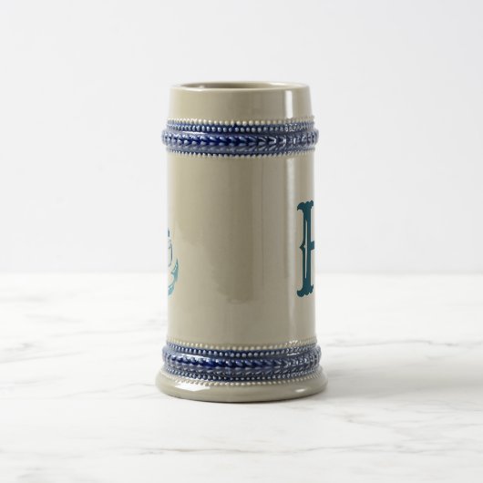 Nautischer Blue Anker mit Vater und Monogramm Bierglas (Mittel)