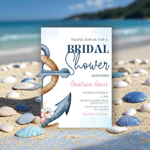 Nautischer Blumen-Anker-Streifen-Junggesellinnenab Einladung