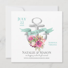 Nautischer Blumenanker mit Save the Date Ribbon