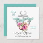 Nautischer Blumenanker mit Save the Date Ribbon (Vorne/Hinten)