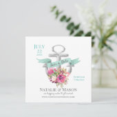 Nautischer Blumenanker mit Save the Date Ribbon (Stehend Vorderseite)