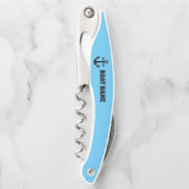 NAUTISCHER BOOTNAME CORKSCREW CUSTOM FLASCHENOPENE KELLNERMESSER (Vorderseite)