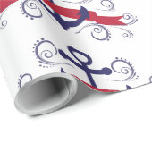 Nautischer Bootsanker mit eleganten Wirbel Geschenkpapier (Rolleneckpunkt)