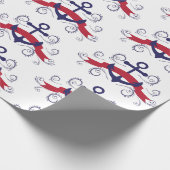 Nautischer Bootsanker mit eleganten Wirbel Geschenkpapier (Ecke)