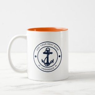 Nautischer Bootsanker Navy Blau Maßgeschneidert Zweifarbige Tasse
